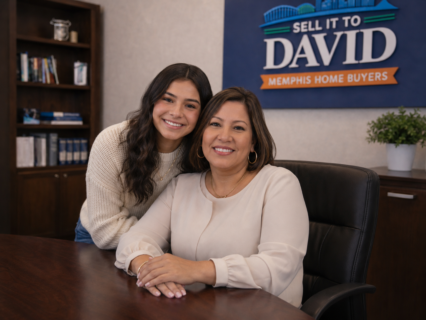 Happy Memphis family at the Sell it to David office selling their Shelby County house