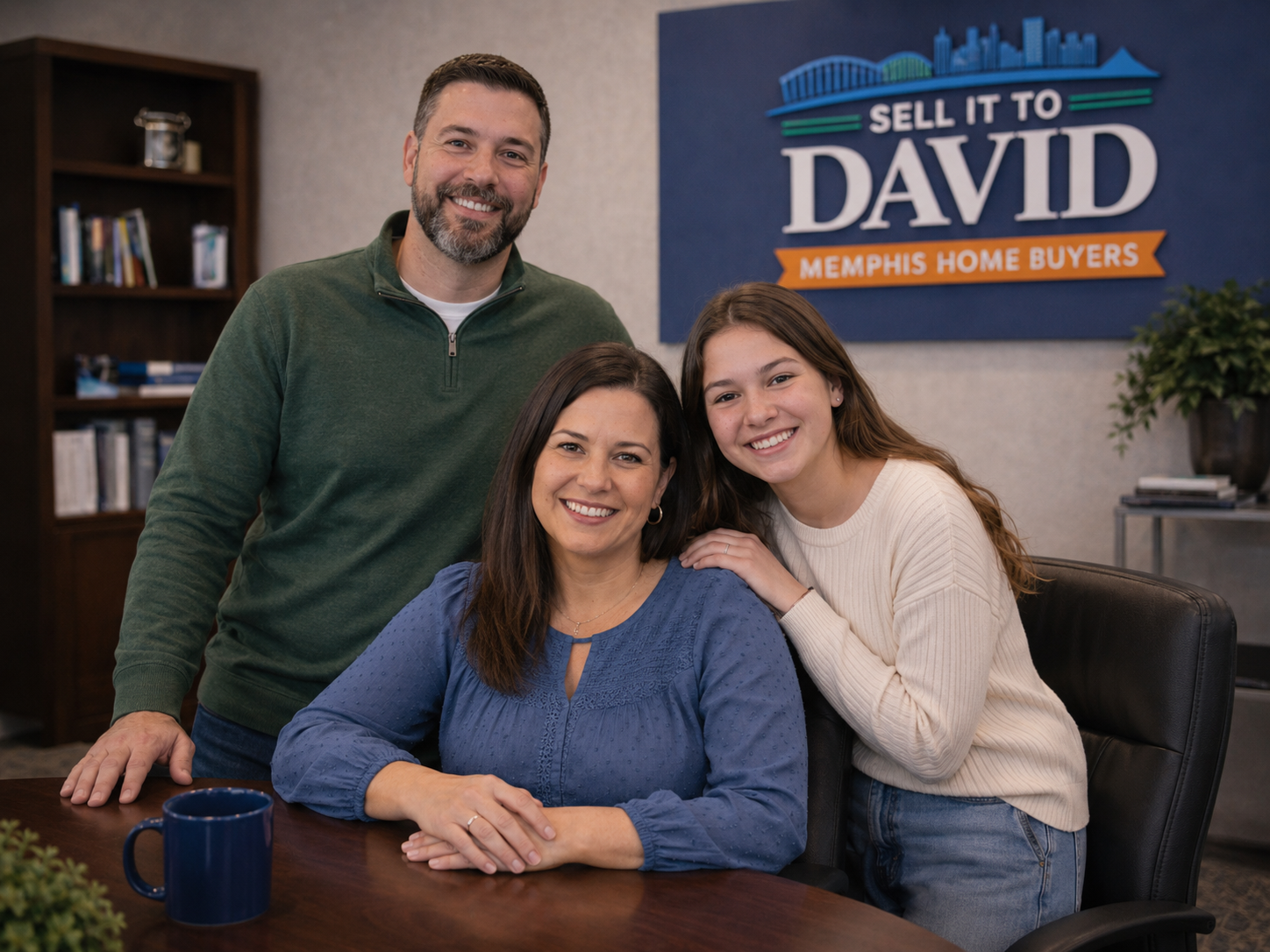 Happy Memphis family at the Sell it to David office getting a cash offer