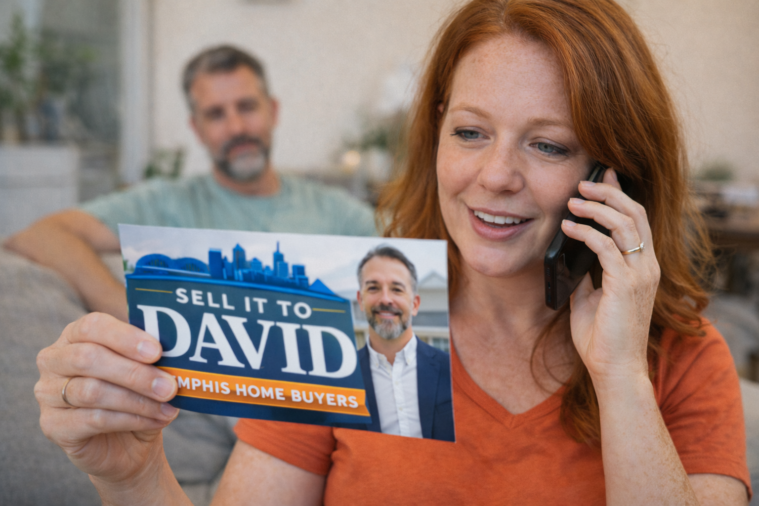 Memphis homeowner calling Sell it to David after receiving a postcard