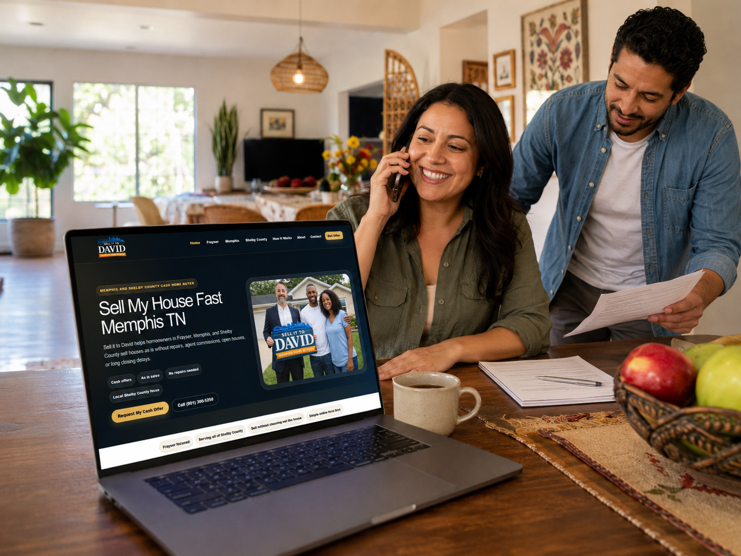 Memphis family contacting Sell it to David about submitting property information for a cash offer review